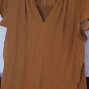 Rachel Zoe Camel V-Neck Blouse Sz Small